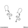 Silver 925 Hook Earrings Snake 24mm 