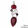 Silver 925 Pendant 45mm with Pearshaped Combination from Semi Precious Stones 13x18mm