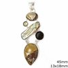 Silver 925 Pendant 45mm with Pearshaped Combination from Semi Precious Stones 13x18mm