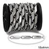 Stainless Steel Faceted Bar Link Chain 18x4mm