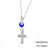 Silver 925 Car Amulet Cross with Jesus Christ with Evil Eye 14x22mm,12-14cm