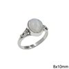 Silver   925 Ring with Oval Semi Precious Stones 8x10mm