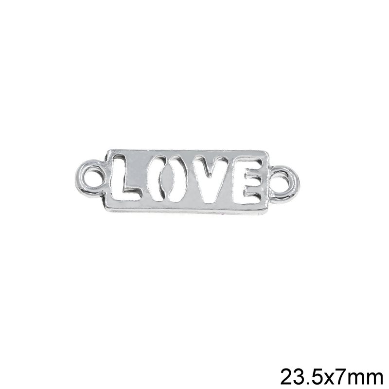 Διάστημα Χυτό Πλακάκι "Love" 23.5x7mm, Νίκελ χρώμα NF