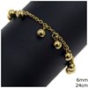 Stainless Steel Anklet Bracelet with Hanging Balls 6mm, 24cm