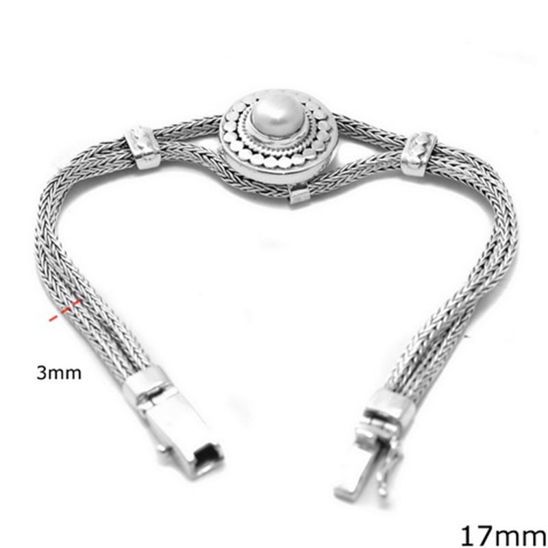 Silver 925 Bracelet with Rope Chain 3mm and Motif 17mm