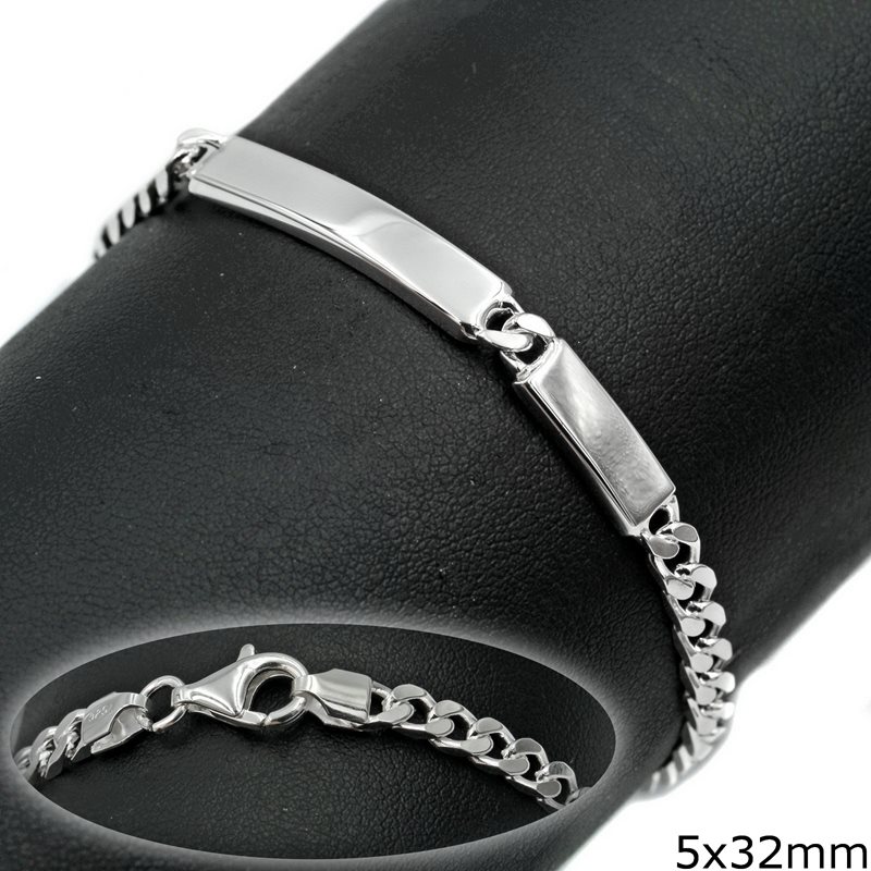Silver 925 Bracelet with Double Tag 5x32mm