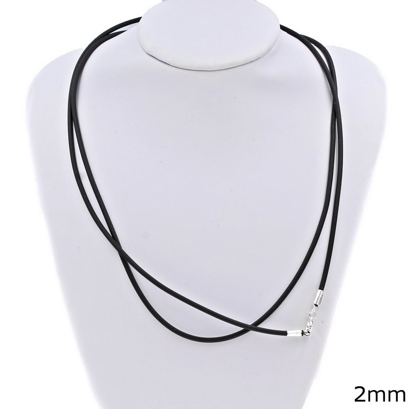 Silver 925 Necklace With Leather 2mm 