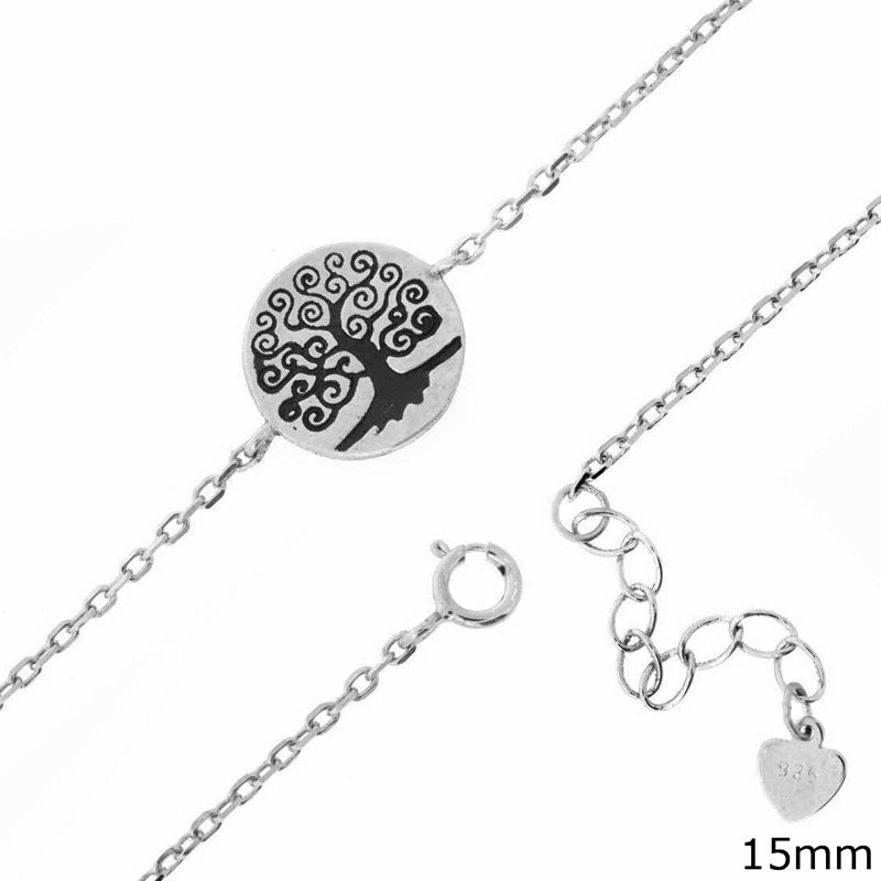 Silver 925 Oxyde Bracelet with Tree of Life 15mm