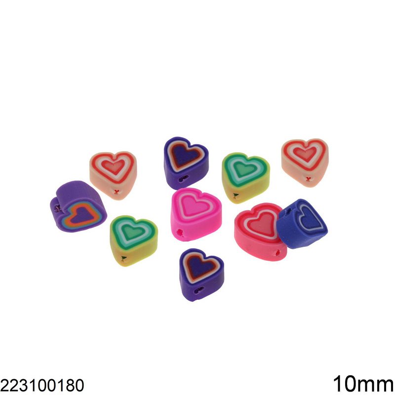 Polymer Clay Heart Beads 10mm