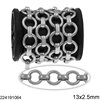 Stainless Steel Round Textured Link Chain 13x2.5mm