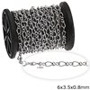Stainless Steel Curved Oval Link Chain 6x3.5x0.8mm with "8" Connector 2.9mm