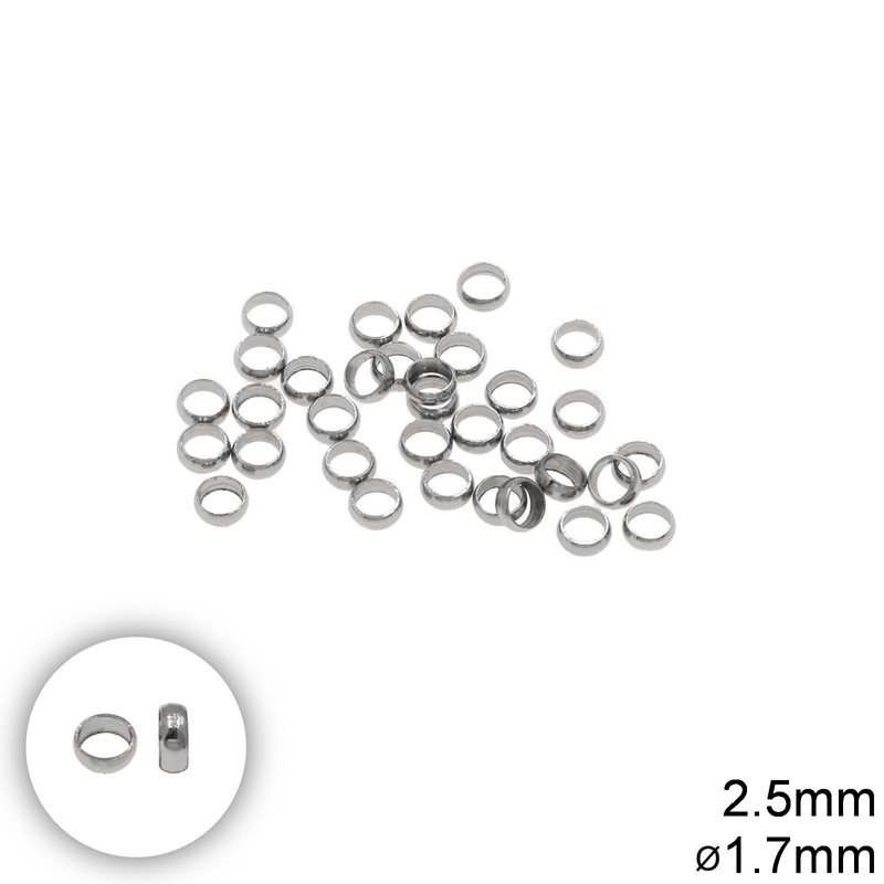 Stainless Steel Crimp Beads 2.5mm with 1.7mm hole 