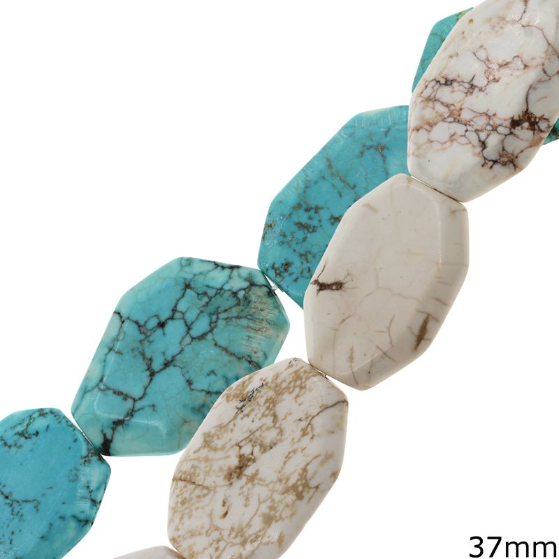 Howlite Flat Polygon Beads 37mm