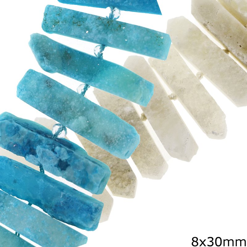 Druzy Agate Parallelogram Beads 8x30mm