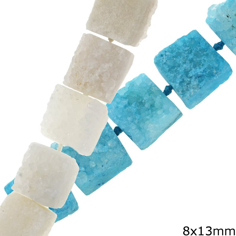 Druzy Agate Parallelepiped Beads 8x13mm