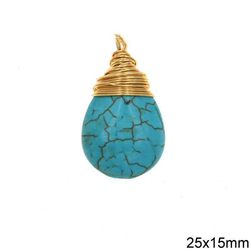 Turquoise Pearshaped Pendant 25x15mm