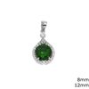 Silver 925 Pendant Rosette 12mm with Zircon 8mm