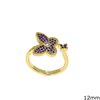 Brass Ring Butterflies  with Stones 10mm 
