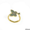 Brass Ring Butterflies  with Stones 10mm 