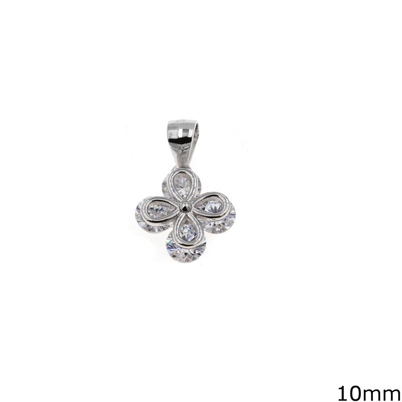Silver 925 Pendant Cross with Zircon 10mm
