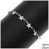 Stainless Steel Anklet Bracelet with Stars 6mm, 25cm