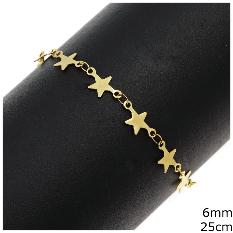 Stainless Steel Anklet Bracelet with Stars 6mm, 25cm