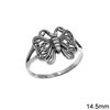 Silver  925 Oxyde Lacy Ring Butterfly 14.5mm