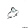 Silver  925 Ring with Oval Semi Precious Stone 4x6mm