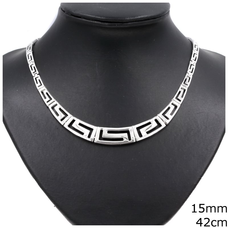 Silver 925 Necklace Meander 15mm, 42cm
