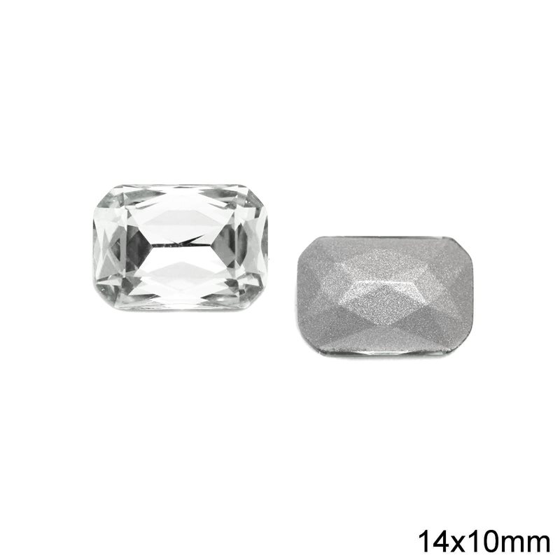 Glass Octagon Rhinestone 14x10mm CRYSTAL