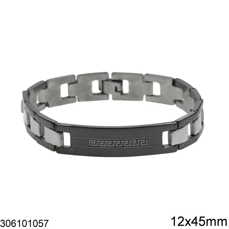 Stainless Steel Bracelet Tag with Meander 12x45mm