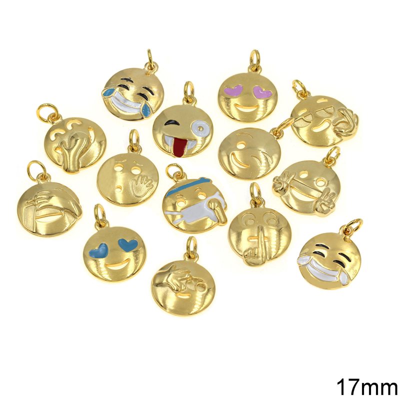 Brass Emoji Pendant 17mm