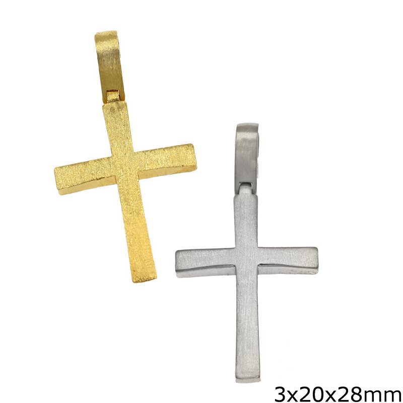 Silver  925 Pendant Hollow Cross 3x20x28mm  
