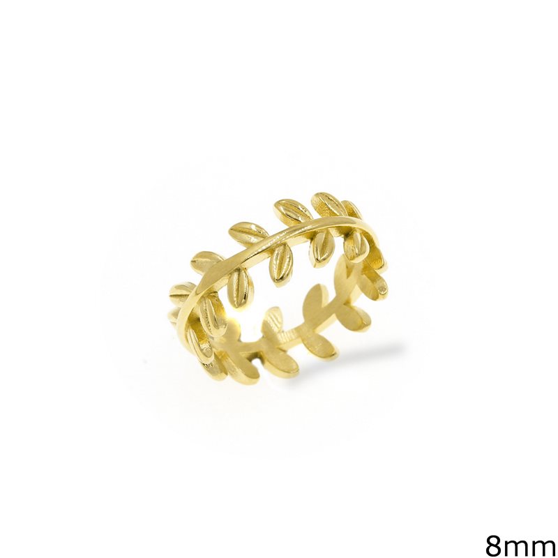 Stainless Steel Ring Olive Branch 8mm