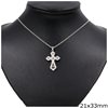 Metallic Necklace with Triagle Cross 21x33mm and Zircon 