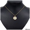 Metallic Necklace Disk with Baguette and Zircon 18mm