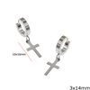 Stainless Steel Hoop Earrings 3x14mm with Cross
