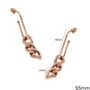 Stainless Steel Earring Stud Curve with Gourmette Chain 55mm, Rose gold