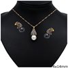 Stainless Steel Set of Necklace Triangle with Stones 4x14mm and Pearl 12mm