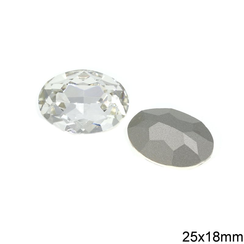Glass Oval Stone Crystal 25x18mm