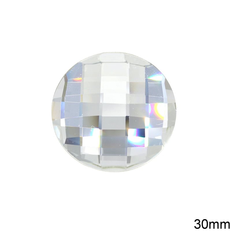 Πέτρα Γυάλινη Στρογγυλή Crystal 30mm