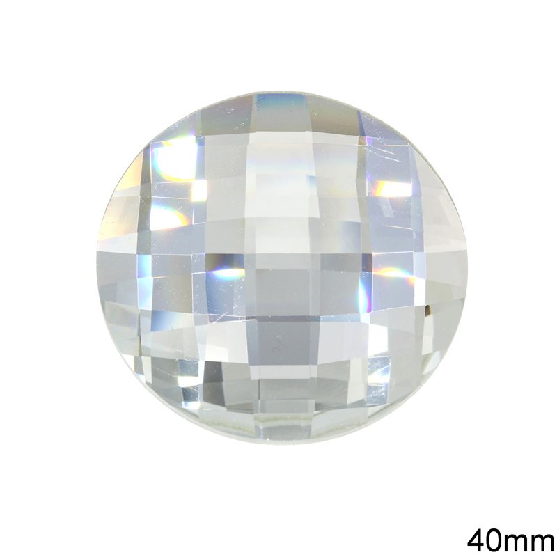 Πέτρα Γυάλινη Στρογγυλή Crystal 40mm