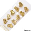 Stainless Steel Earring Stud Angel 6x11mm, Gold