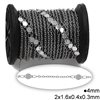 Stainless Steel Oval Link Chain 2x1.6x0.4x0.3mm with Round Spacer 4mm