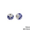 Round Ceramic Bead with Flowers 10mm with 2.3mm hole