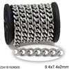 Stainless Steel Diamond Cut Gourmette Chain 9.4x7.2x2mm