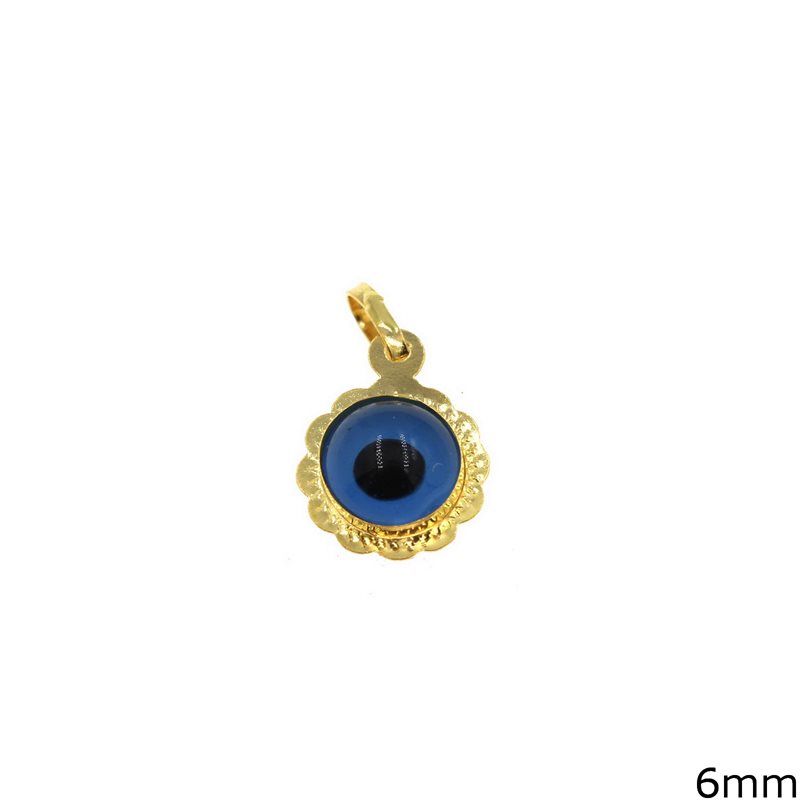 Gold Evil Eye Pendant 6mm K14 0.45gr