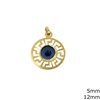 Gold Round Pendant with Meander 12mm and Evil Eye 5mm K14 0.37gr