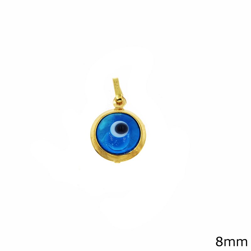 Gold Evil Eye Pendant 8mm K14 0.5gr