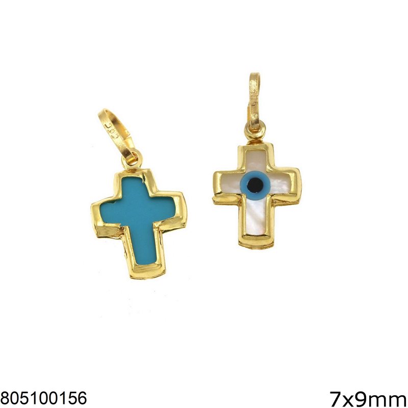 Gold Pendant Cross 7x9mm K14 0.3gr